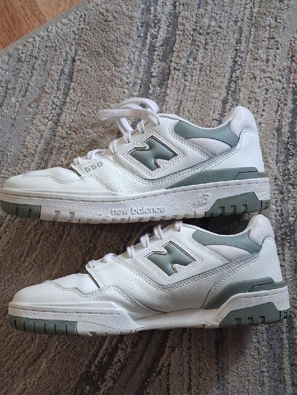 New Balance Men’s White Sneakers with Light Green Accents